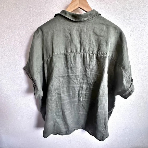 GRAYSON | Olive Green 100% Linen Half Button Tunic Style Top | Size 5, XL - Picture 5 of 7